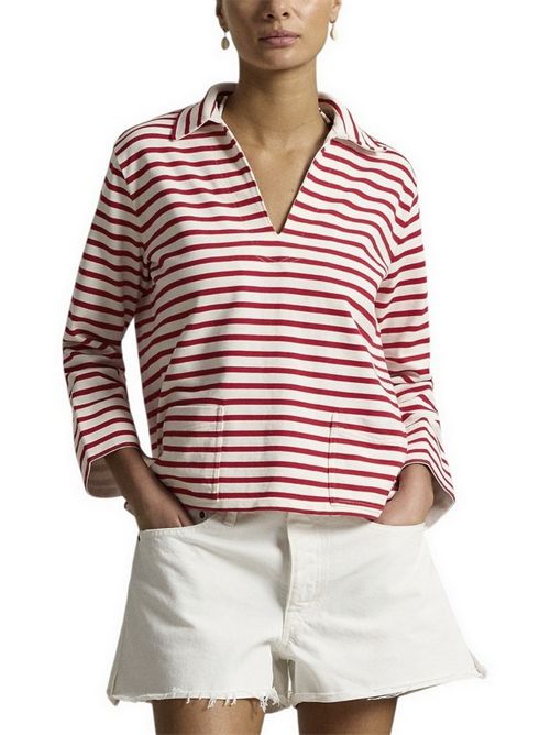 felpa donna a righe bianco e rosso Ralph Lauren | 211A12733002